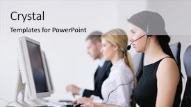  Presentation with education training - Colorful presentation theme enhanced with help desk office to customer backdrop and a white colored foreground