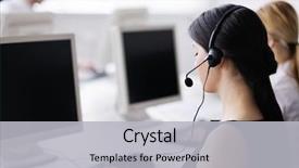  Presentation with business office desk - Audience pleasing presentation theme consisting of help desk office to customer backdrop and a light gray colored foreground