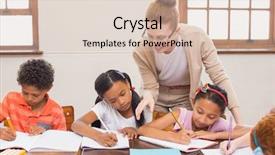  Presentation with pupils reading - Audience pleasing theme consisting of help from teacher in classroom backdrop and a lemonade colored foreground