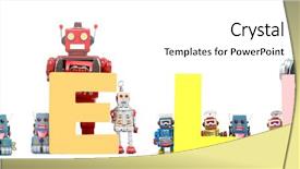  Presentation with robots - Colorful slide set enhanced with help held by retro robot backdrop and a cream colored foreground