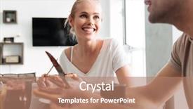  Presentation with man vs woman - Colorful presentation design enhanced with help jam - happy blonde woman looking backdrop and a  colored foreground