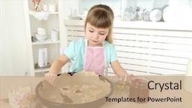  Presentation with cooking equipment kitchen utensils - Amazing presentation theme having help jam - little girl preparing cookies backdrop and a  colored foreground