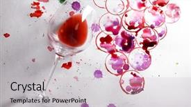  Presentation with green watercolor paper texture - PPT theme consisting of help jam - wineglass of spilled wine background and a light gray colored foreground