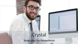  Presentation with water monitor lizard or varanus - PPT theme consisting of help keyboard - experienced programmer sitting in front background and a light blue colored foreground