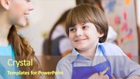  Presentation with young children playing - Cool new slide deck with help kids - young teacher and children painting backdrop and a tawny brown colored foreground