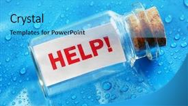  Presentation with bottle - Amazing presentation theme having help message in a bottle backdrop and a cyan colored foreground