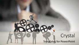  Presentation with team - PPT layouts featuring help mind - businesswoman looking at team background and a light gray colored foreground