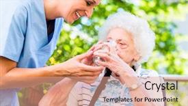  Presentation with geriatric - Beautiful slides featuring help old people - geriatric nurse giving glass backdrop and a coral colored foreground