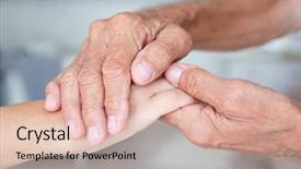  Presentation with holding hands old young - Slide deck with help old people - young woman holding senior man background and a lemonade colored foreground