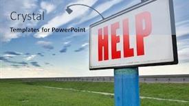 Presentation with helping hand - Slides consisting of help search find assistance and helping hand support or help desk online support help road sign billboard background and a light blue colored foreground