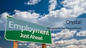  Presentation with help wanted - Theme consisting of help wanted - employment just ahead green road background and a light blue colored foreground