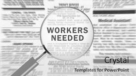 Presentation with help wanted - Cool new slide set with help wanted - workers needed ad backdrop and a light gray colored foreground