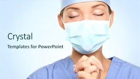  Presentation with nurse - Audience pleasing PPT theme consisting of help young woman medical backdrop and a sky blue colored foreground
