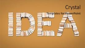  Presentation with tan book stack stacks of books - Presentation having helpful hint - idea word formed from books background and a gold colored foreground