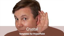  Presentation with scroll paper isolated on white - Presentation having helpful hint - men in listening pose isolated background and a  colored foreground