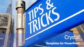  Presentation with road trip signs - Beautiful presentation design featuring helpful hint - tips tricks written on road backdrop and a teal colored foreground