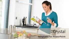  Presentation with wine book - Colorful PPT layouts enhanced with helpful hint - woman housewife reading cooking book backdrop and a  colored foreground