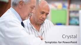  Presentation with pharmacist - Presentation featuring helpful-pharmacist-suggesting-a-product background and a sky blue colored foreground