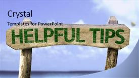  Presentation with beach - PPT theme with helpful tips sign background and a light blue colored foreground