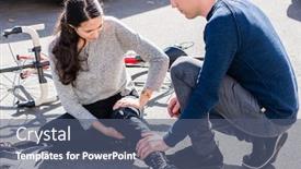  Presentation with street accident - Audience pleasing PPT theme consisting of helpful-young-man-giving-first backdrop and a ocean colored foreground