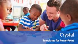  Presentation with preschool - Colorful PPT theme enhanced with helping a class of preschool backdrop and a teal colored foreground