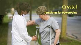  Presentation with helping - PPT layouts enhanced with helping a patient with crutches background and a tawny brown colored foreground