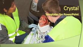  Presentation with car accident - Slides having helping a young injured victim background and a tawny brown colored foreground