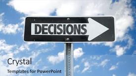  Presentation with direction - Slide set consisting of helping accomplish plan - decisions direction sign with sky background and a light blue colored foreground