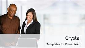  Presentation with elderly person - PPT theme with helping an elderly person plan background and a sky blue colored foreground