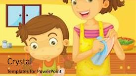  Presentation with helping - Colorful presentation enhanced with helping at home concept - eps backdrop and a gold colored foreground