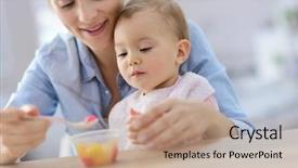  Presentation with mother baby and nurse - Slide deck with helping baby girl with eat background and a coral colored foreground