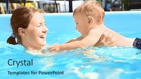  Presentation with swim boy - Audience pleasing PPT theme consisting of child swimming lesson cute little backdrop and a arctic colored foreground