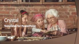  Presentation with grandma - Amazing slides having grandma and granddaughters are spreading backdrop and a coral colored foreground