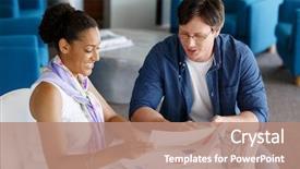  Presentation with coworkers - PPT layouts enhanced with helping coworkers - shot of a young office background and a coral colored foreground