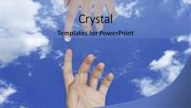  Presentation with helping hand - PPT theme with helping hand in business background and a light blue colored foreground