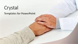  Presentation with helping hand - Beautiful slides featuring helping hands nursing - medicine age support healthcare backdrop and a sky blue colored foreground