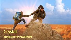  Presentation with helping hands - Beautiful slide set featuring helping hands with sunlight backdrop and a tawny brown colored foreground