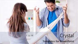  Presentation with broken home - Presentation design featuring helping husband to repair broken background and a light blue colored foreground