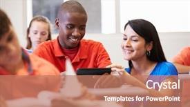  Presentation with high school - PPT theme with helping male high school student background and a coral colored foreground