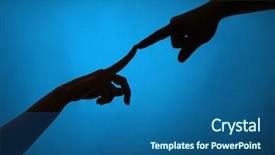  Presentation with helping hands - Slide set consisting of helping men - silhouette of hands close up background and a ocean colored foreground