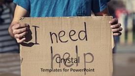  Presentation with helping man - Audience pleasing slide set consisting of helping needy - man begging for help backdrop and a coral colored foreground