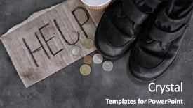  Presentation with cardboard - Cool new slides with helping needy - old shoes coins and piece backdrop and a dark gray colored foreground