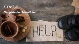  Presentation with old people help the people - PPT theme having helping needy - piece of cardboard with word background and a gray colored foreground