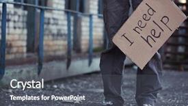  Presentation with helping man - Presentation theme consisting of helping needy - poor man begging for help background and a dark gray colored foreground