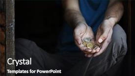  Presentation with helping man mouintain - Presentation theme featuring helping needy - poor man begging for help background and a black colored foreground
