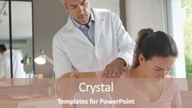  Presentation with shoulder - Presentation design with helping patient with shoulder injury background and a coral colored foreground