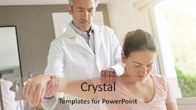  Presentation with injury - Cool new PPT theme with helping patient with shoulder injury backdrop and a coral colored foreground