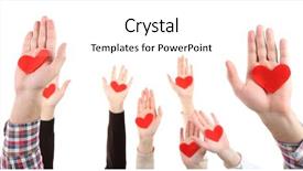  Presentation with helping hands - Presentation design having helping people - hands with hearts isolated background and a white colored foreground