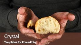  Presentation with helping man - Slide deck having helping poor - homeless man holding a white background and a  colored foreground