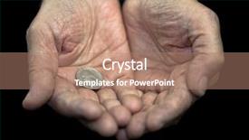  Presentation with helping hands - Presentation theme enhanced with helping poor - poverty old hands background and a coral colored foreground